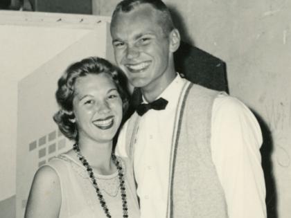 Neal and Molly at party at Stanford University, where Neal attended college and law school, c. 1958